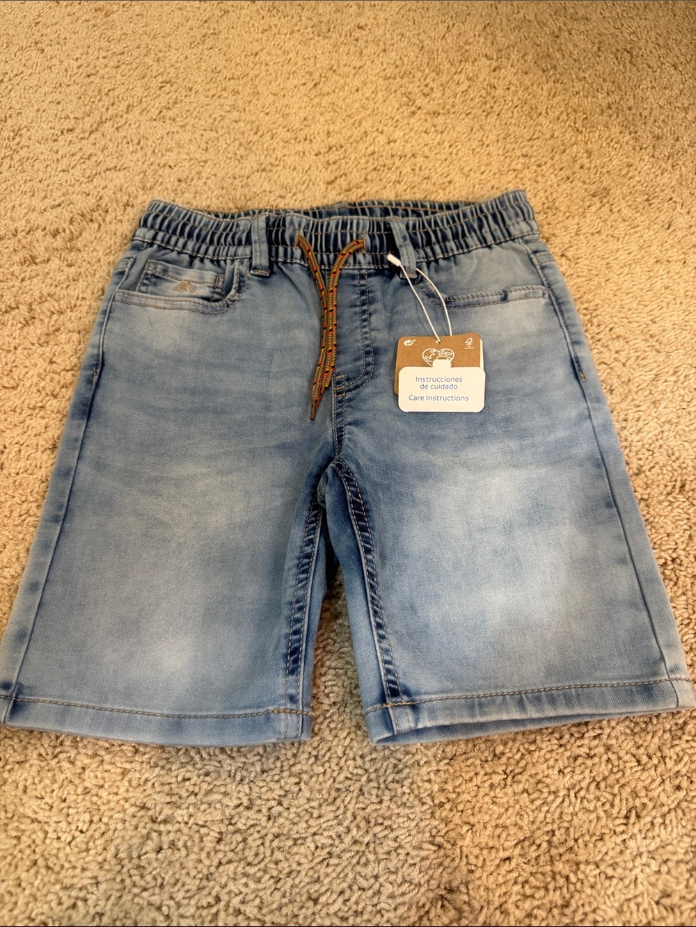 NWT Mayoral Light Blue Denim Shorts with Multicolor Drawstring